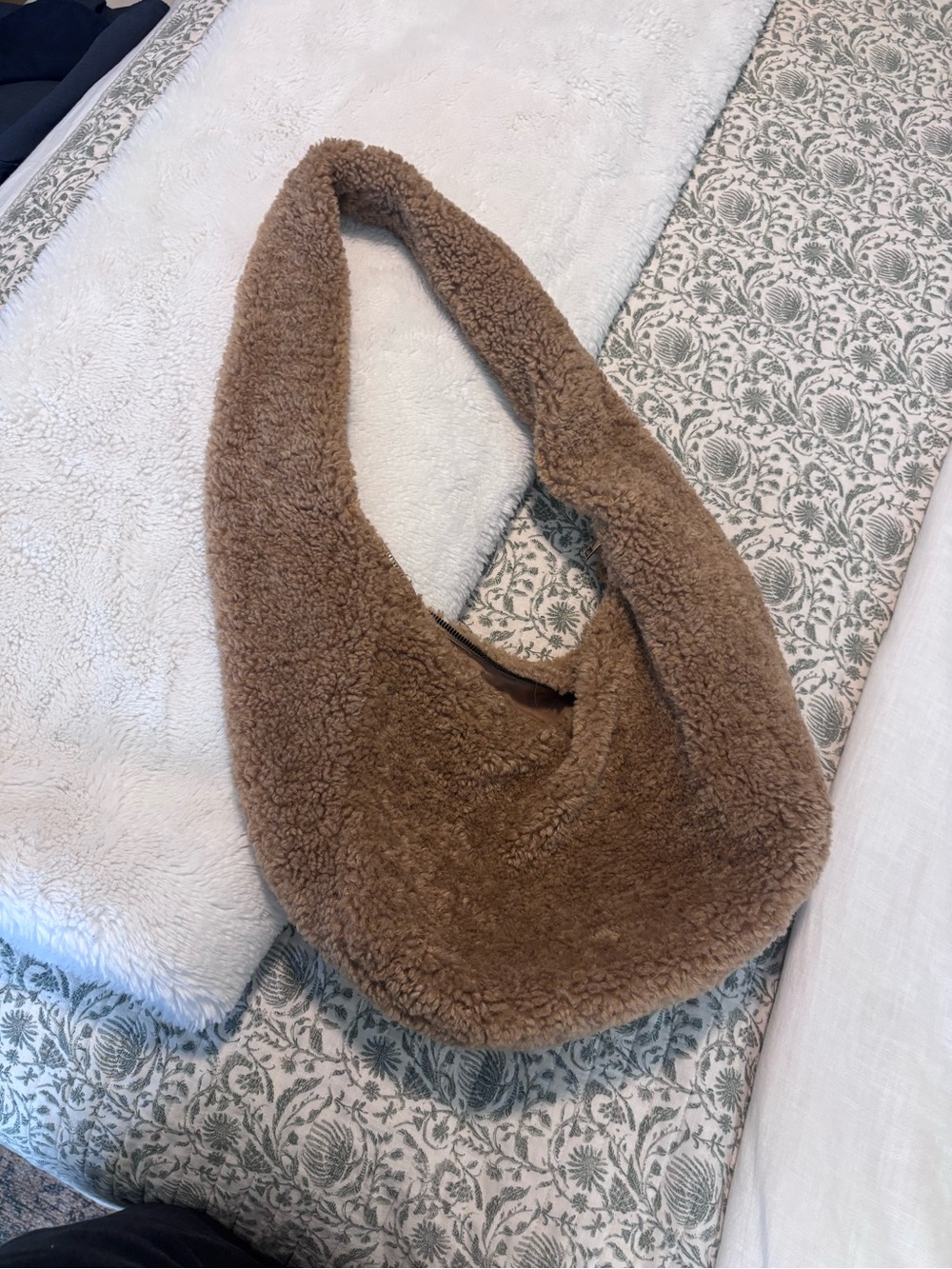 Anthropologie Cozy Faux Shearling Hobo Bag - Brown